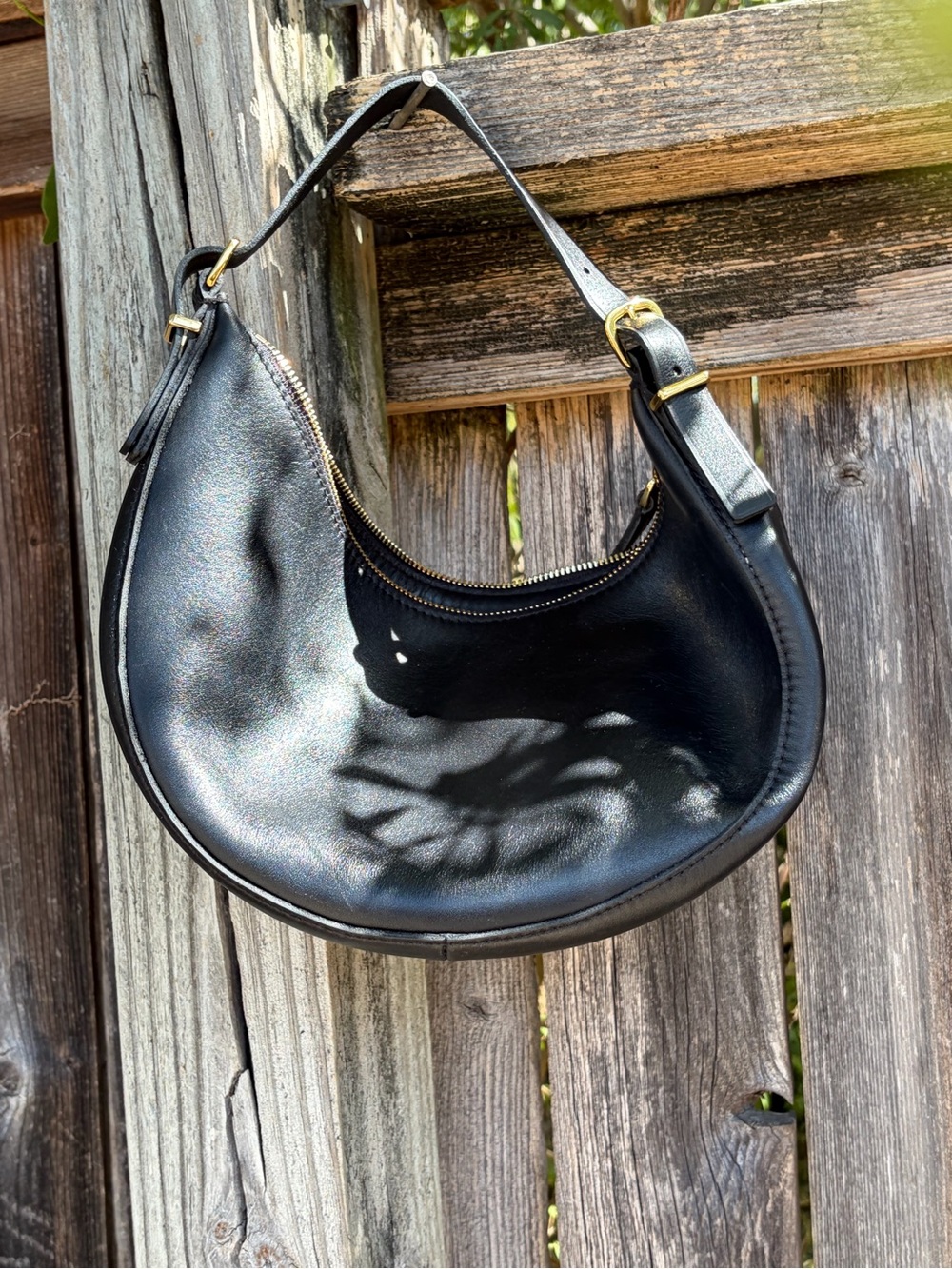 Black Leather Convertible Crescent Shoulder Bag - Madewell
